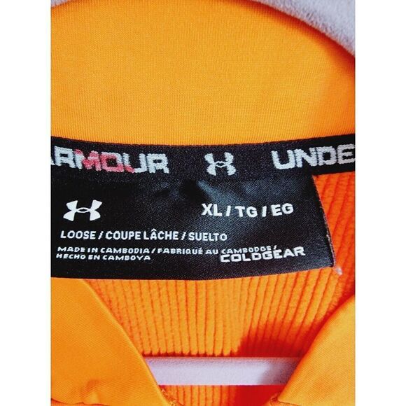 Under Armour XL Cold Gear Infrared Fleece 1/4 Zip Men's Orange Sweatshirt - Picture 4 of 10